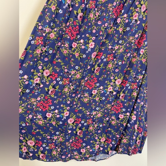 French Grey Womens Dress Size Small Blue Floral Open Back Eyelet Cottage Prairie - Picture 4 of 11